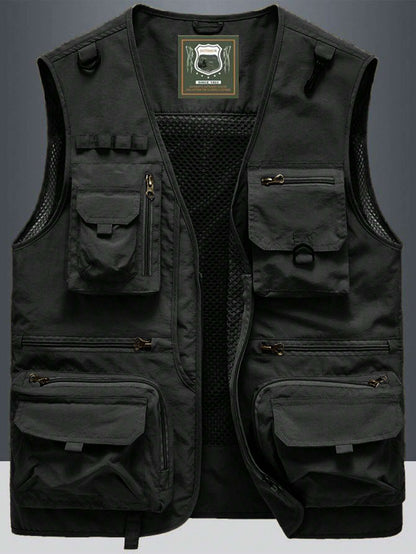 Men's Outdoor Casual Vest With Multiple Pockets, Lightweight Sleeveless Jacket For Spring Autumn, Suitable For Fishing, Photography