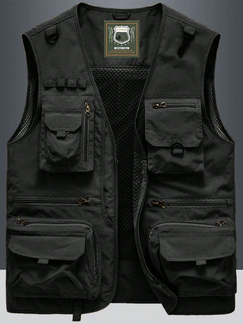 Men's Outdoor Casual Vest With Multiple Pockets, Lightweight Sleeveless Jacket For Spring Autumn, Suitable For Fishing, Photography
