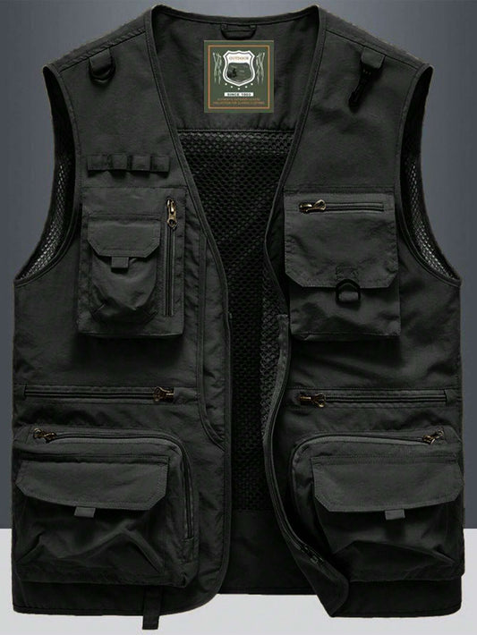 Men's Outdoor Casual Vest With Multiple Pockets, Lightweight Sleeveless Jacket For Spring Autumn, Suitable For Fishing, Photography