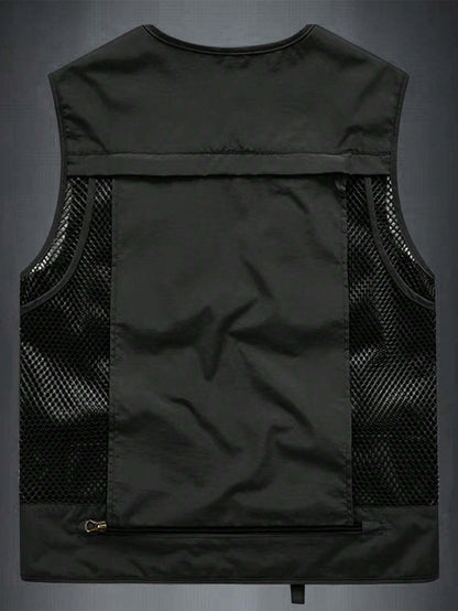 Men's Outdoor Casual Vest With Multiple Pockets, Lightweight Sleeveless Jacket For Spring Autumn, Suitable For Fishing, Photography