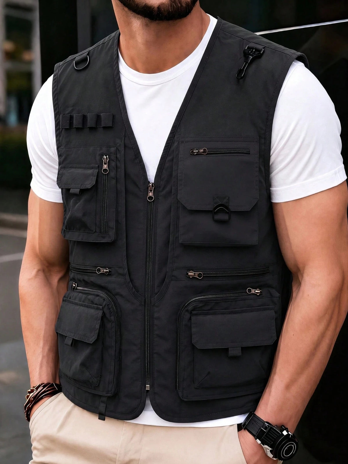 Men's Outdoor Casual Vest With Multiple Pockets, Lightweight Sleeveless Jacket For Spring Autumn, Suitable For Fishing, Photography