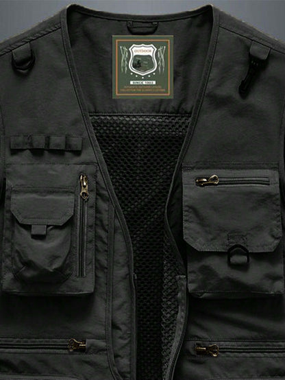 Men's Outdoor Casual Vest With Multiple Pockets, Lightweight Sleeveless Jacket For Spring Autumn, Suitable For Fishing, Photography