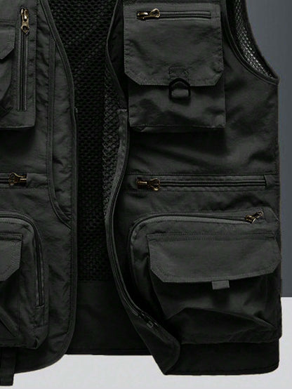 Men's Outdoor Casual Vest With Multiple Pockets, Lightweight Sleeveless Jacket For Spring Autumn, Suitable For Fishing, Photography
