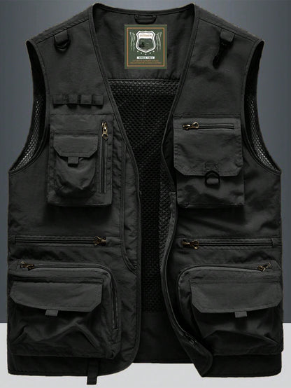 Men's Outdoor Casual Vest With Multiple Pockets, Lightweight Sleeveless Jacket For Spring Autumn, Suitable For Fishing, Photography
