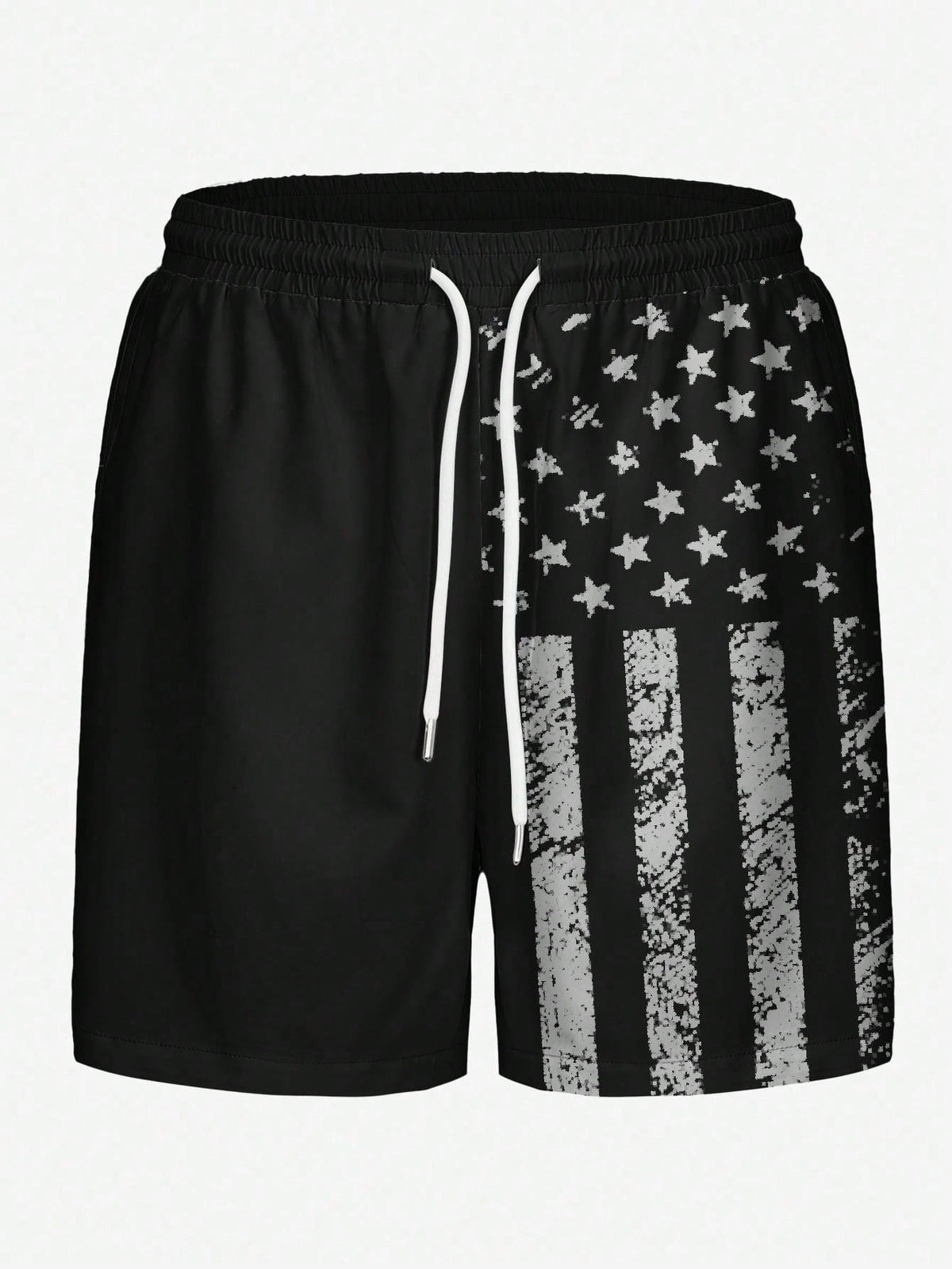 Men's Plus Size Flag Print Unlined Drawstring Elastic Waist Side Pocket Casual Vacation Beach Shorts