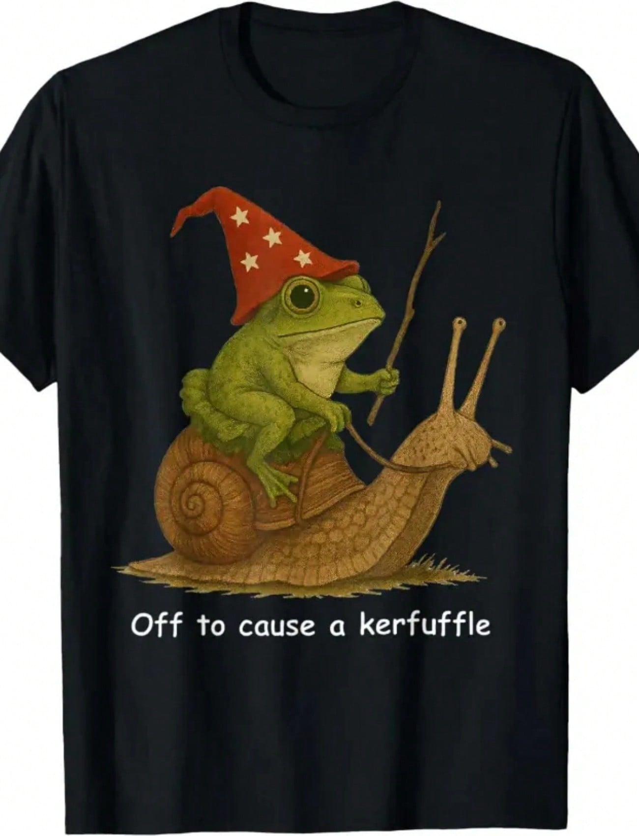 Men's T Shirts Whimsical Frog Wizard Off To Cause A Kerfuffle Meme T-Shirt Funny Graphic Tee Unisex Cotton