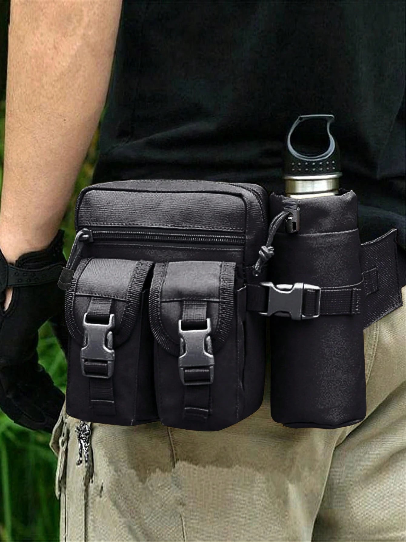 Men's Waist Bag, Waterproof Nylon Hiking Water Bottle Bag, Phone Pouch, Men's Outdoor Sports Waist Bag Chest Bag, Hunting Waist Pack, Durable Travel Waist Bag, Men's Bag, Men's Gift, Christmas, Winter