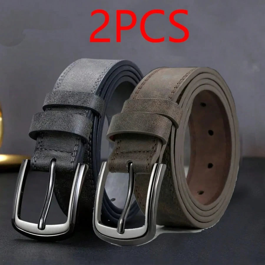 Men's Wide Stitched Metal Buckle Belt, Suitable For S Size And Trousers- Minimalist Cool Sports Casual, Retro Style, Autumn/Winter Urban Outfit, Classic Christmas Winter Wear, Daily Gift