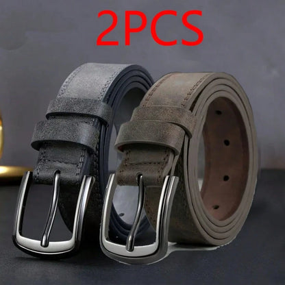 Men's Wide Stitched Metal Buckle Belt, Suitable For S Size And Trousers- Minimalist Cool Sports Casual, Retro Style, Autumn/Winter Urban Outfit, Classic Christmas Winter Wear, Daily Gift