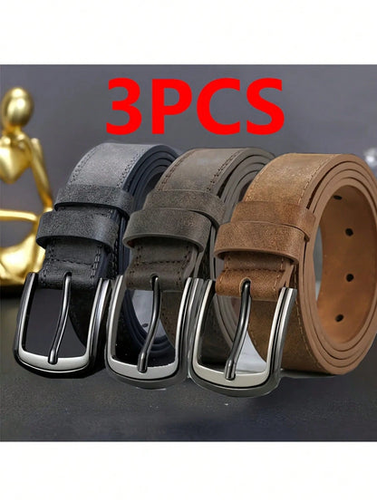 Men's Wide Stitched Metal Buckle Belt, Suitable For S Size And Trousers- Minimalist Cool Sports Casual, Retro Style, Autumn/Winter Urban Outfit, Classic Christmas Winter Wear, Daily Gift