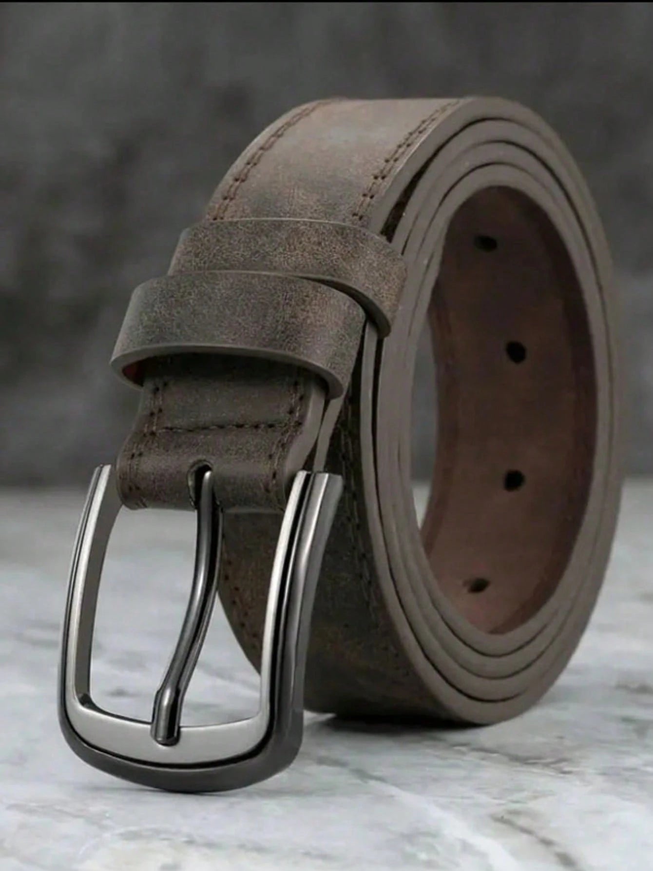 Men's Wide Stitched Metal Buckle Belt, Suitable For S Size And Trousers- Minimalist Cool Sports Casual, Retro Style, Autumn/Winter Urban Outfit, Classic Christmas Winter Wear, Daily Gift