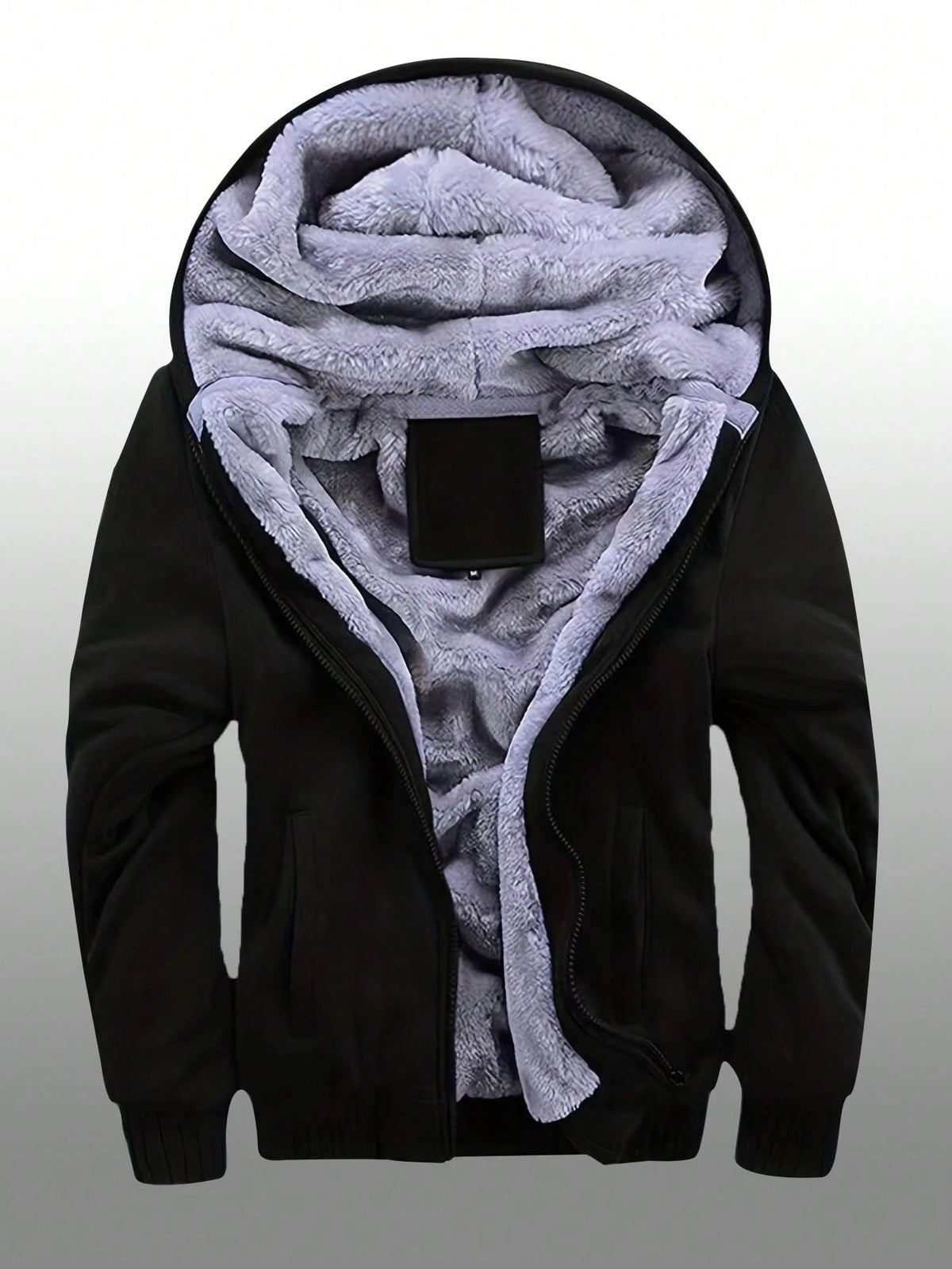 Men's Winter Fleece Hoodie; Warm Sweatshirt; Solid Color Jacket; Men's Hooded Sweatshirt