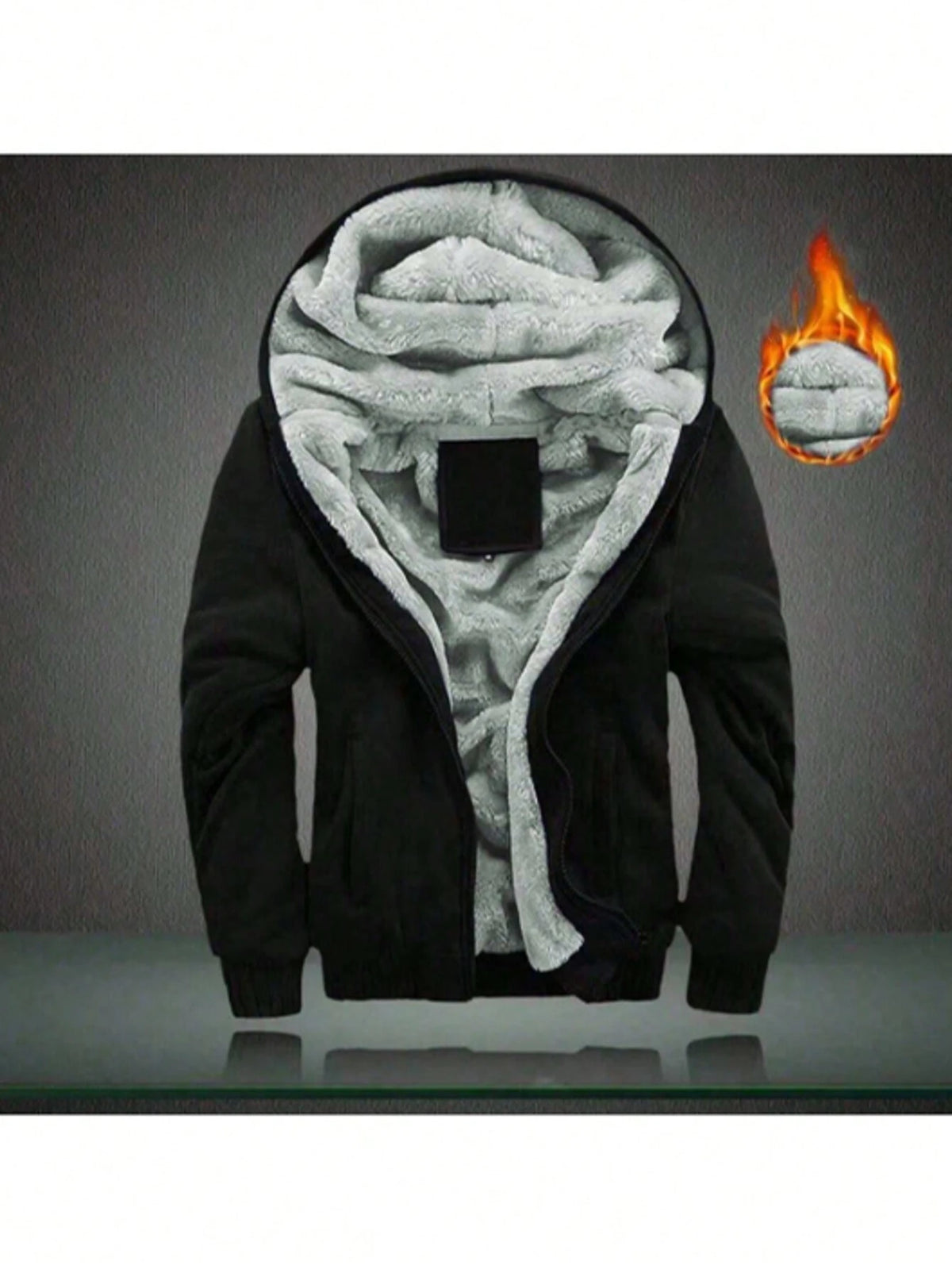 Men's Winter Fleece Hoodie; Warm Sweatshirt; Solid Color Jacket; Men's Hooded Sweatshirt