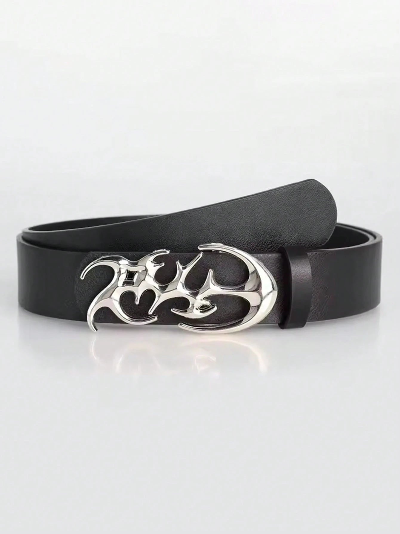 Men's Y2K Hollow Out PU Leather Belt With Asymmetric Alloy Buckle, Casual Waistband