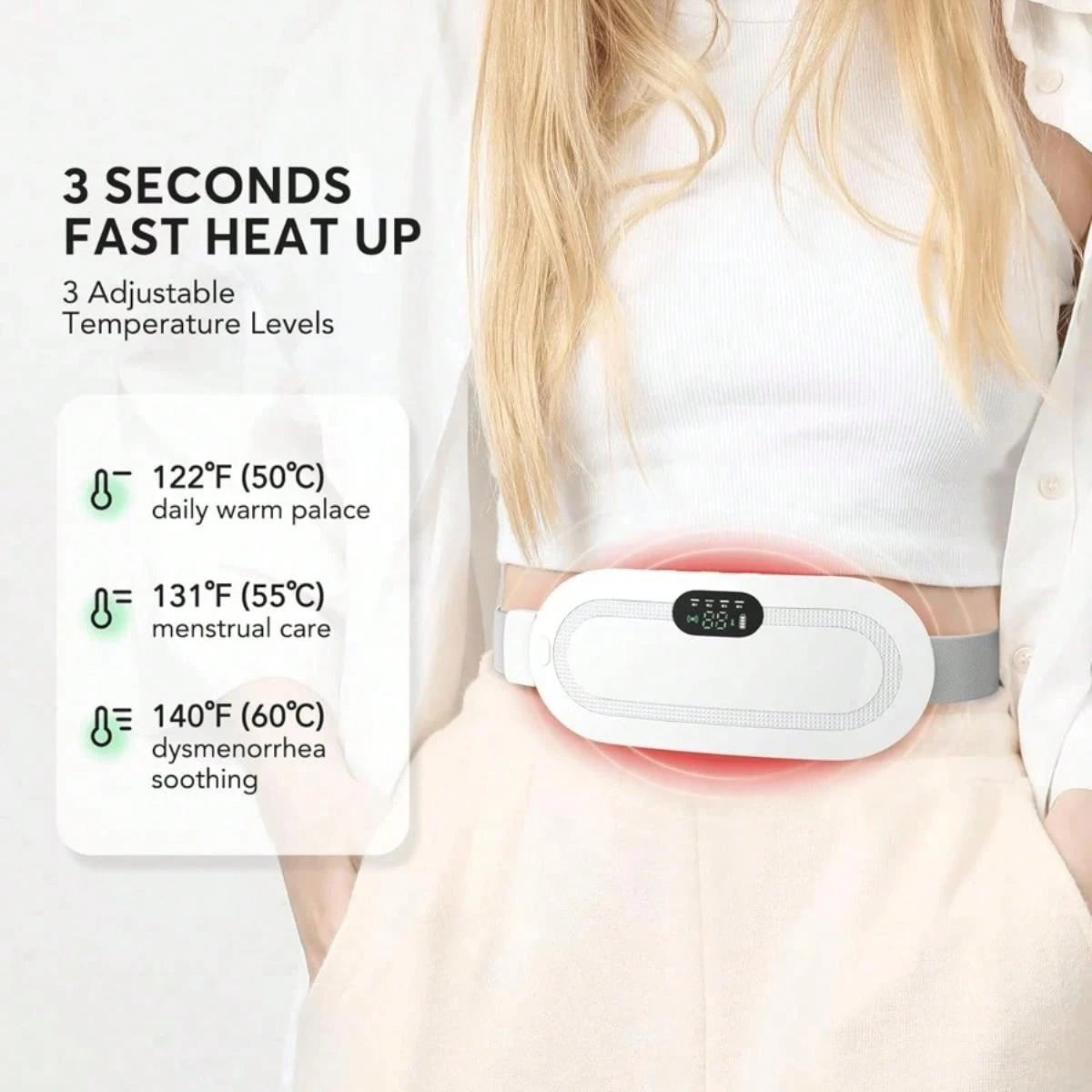 Menstrual Heating Pad, Period Heating Pad, Cramp Relief, Women's Electric Heating Waist Belt, Heat Therapy, Rechargeable, Abdominal Heating Pad, Valentine's Day Gift, Women & Girls Heated Massage Abdo