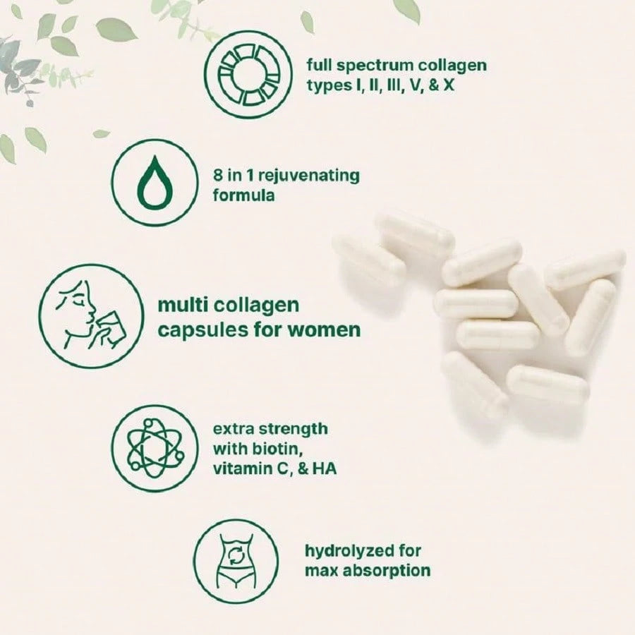 MicroIngredients Multi Collagen Pills For Women & Men, 240 Capsules| Type I, II, III, V, X| Hydrolyzed Peptides With Biotin, Hyaluronic Acid, & Fat Soluble Vitamin C Complex| Non-GMO, Filler Free V