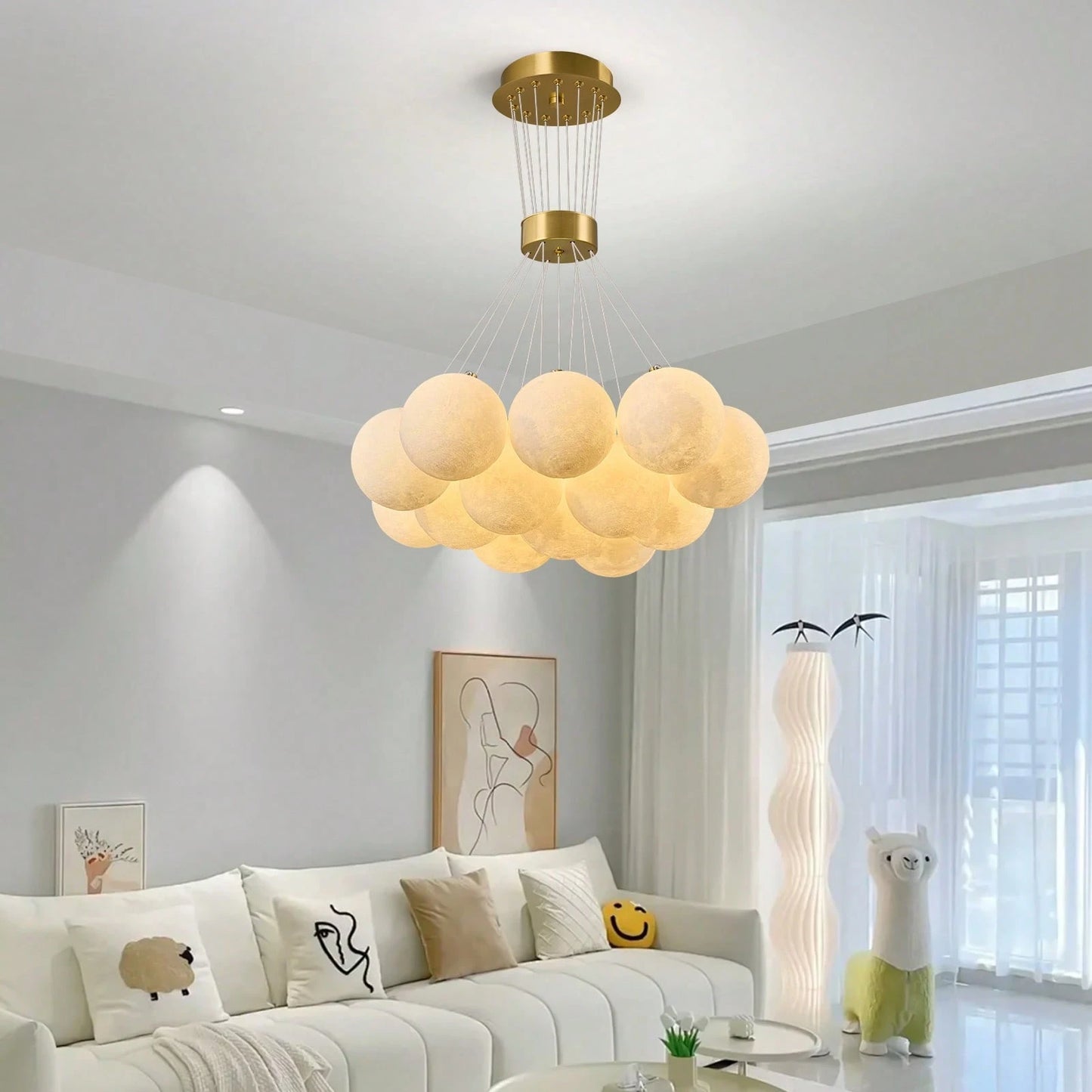 Mid Century 13-Lights Globe Frosted Glass Chandelier For Living Room Modern Gold Chandelier Light Fixture Dining Room Over Table Foyer Bedroom Kitchen Island