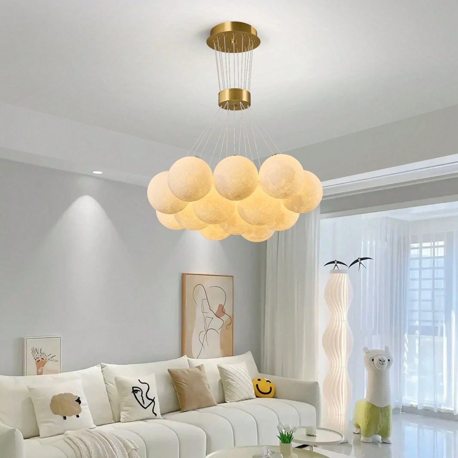 Mid Century 13-Lights Globe Frosted Glass Chandelier For Living Room Modern Gold Chandelier Light Fixture Dining Room Over Table Foyer Bedroom Kitchen Island