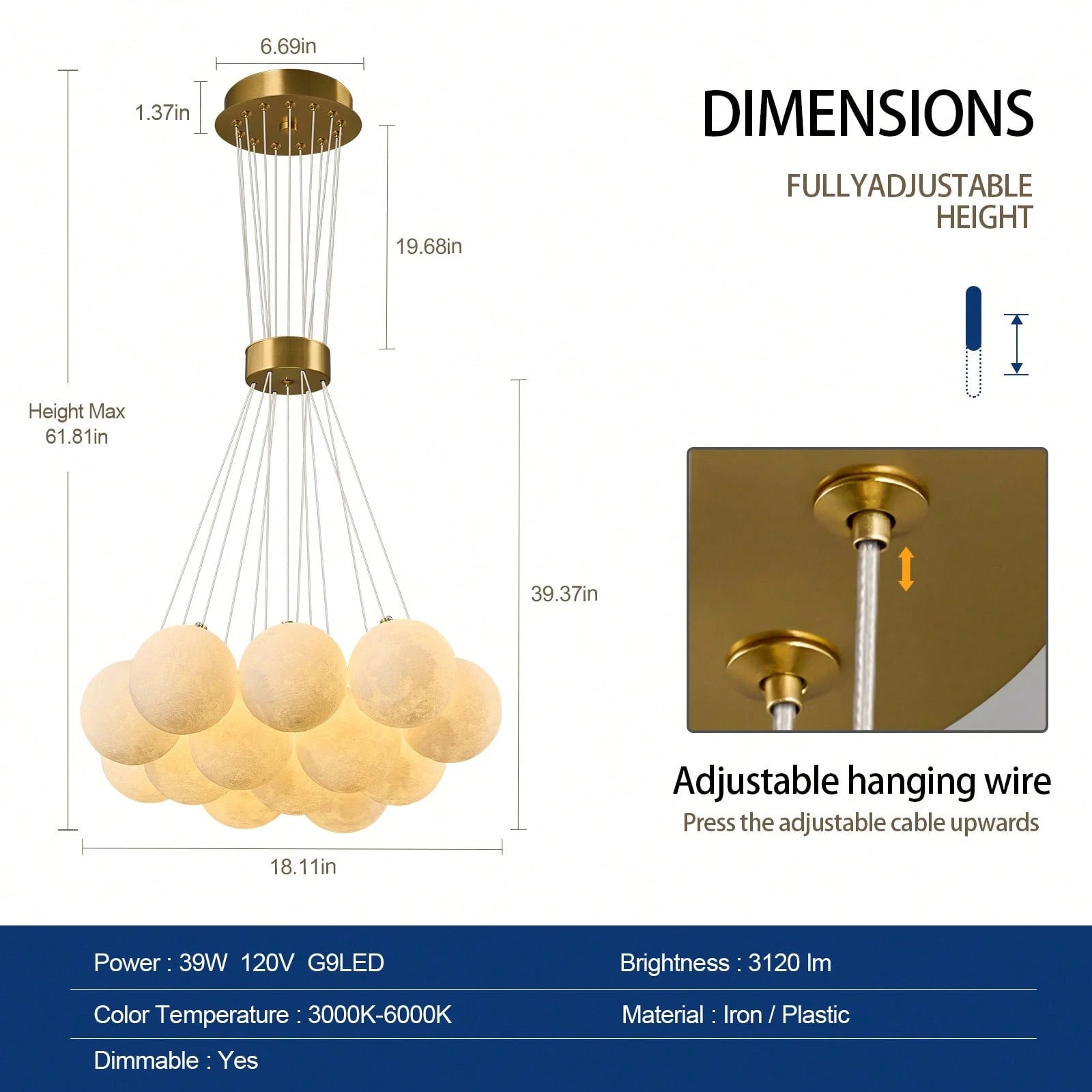 Mid Century 13-Lights Globe Frosted Glass Chandelier For Living Room Modern Gold Chandelier Light Fixture Dining Room Over Table Foyer Bedroom Kitchen Island