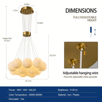 Mid Century 13-Lights Globe Frosted Glass Chandelier For Living Room Modern Gold Chandelier Light Fixture Dining Room Over Table Foyer Bedroom Kitchen Island