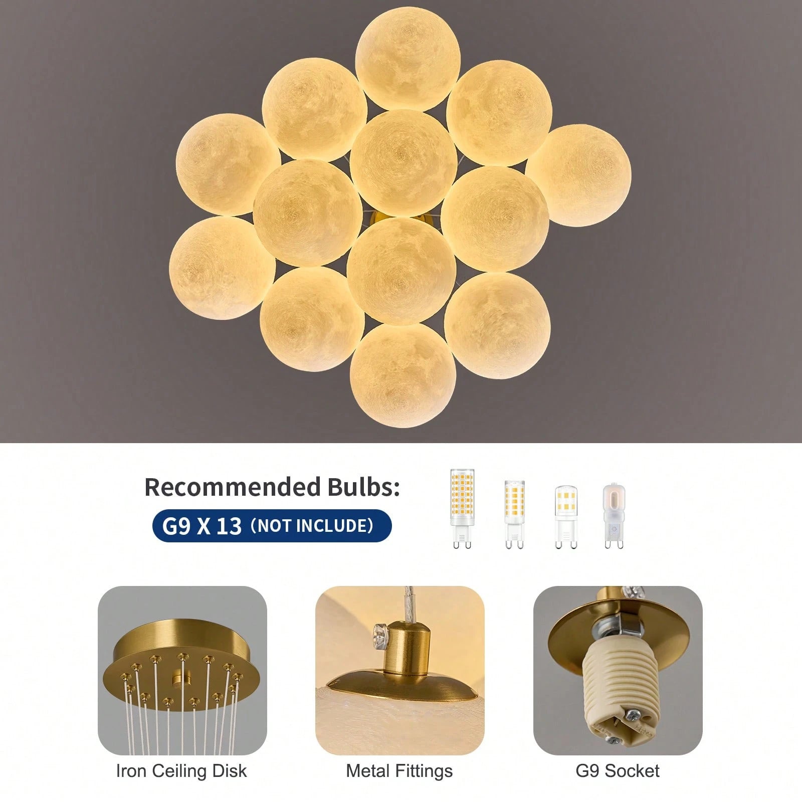 Mid Century 13-Lights Globe Frosted Glass Chandelier For Living Room Modern Gold Chandelier Light Fixture Dining Room Over Table Foyer Bedroom Kitchen Island