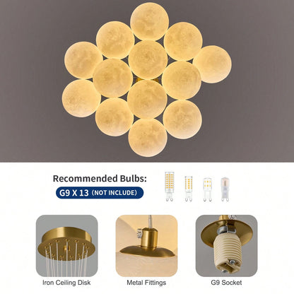 Mid Century 13-Lights Globe Frosted Glass Chandelier For Living Room Modern Gold Chandelier Light Fixture Dining Room Over Table Foyer Bedroom Kitchen Island