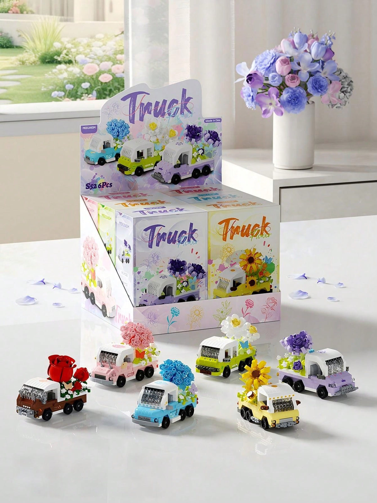 Mini Building Block Flower Set, Car Building Blocks, 3D Model Desktop Decor Collectible, Building Block Potted Plant, Creative Building Block Ornament, Room Decoration, Suitable As Creative Gift For F