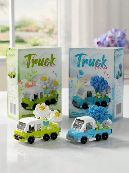 Mini Building Block Flower Set, Car Building Blocks, 3D Model Desktop Decor Collectible, Building Block Potted Plant, Creative Building Block Ornament, Room Decoration, Suitable As Creative Gift For F