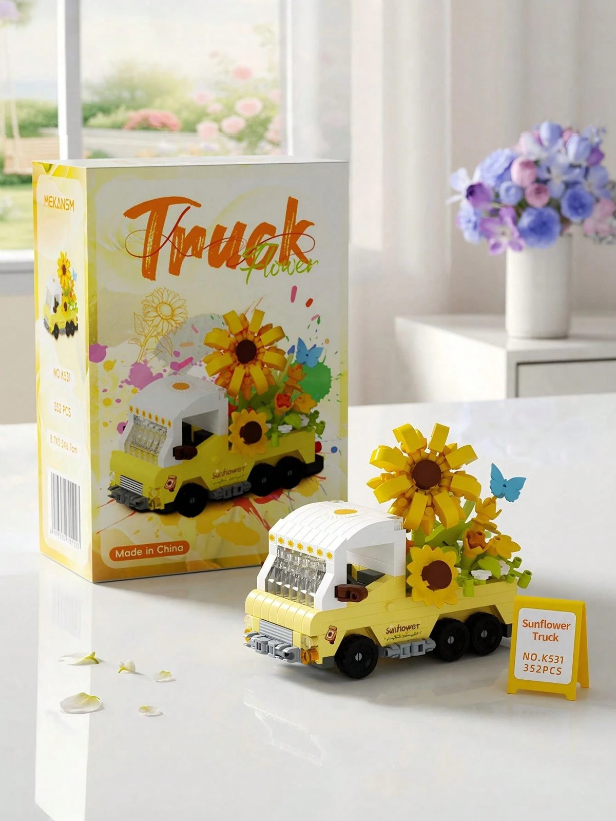 Mini Building Block Flower Set, Car Building Blocks, 3D Model Desktop Decor Collectible, Building Block Potted Plant, Creative Building Block Ornament, Room Decoration, Suitable As Creative Gift For F