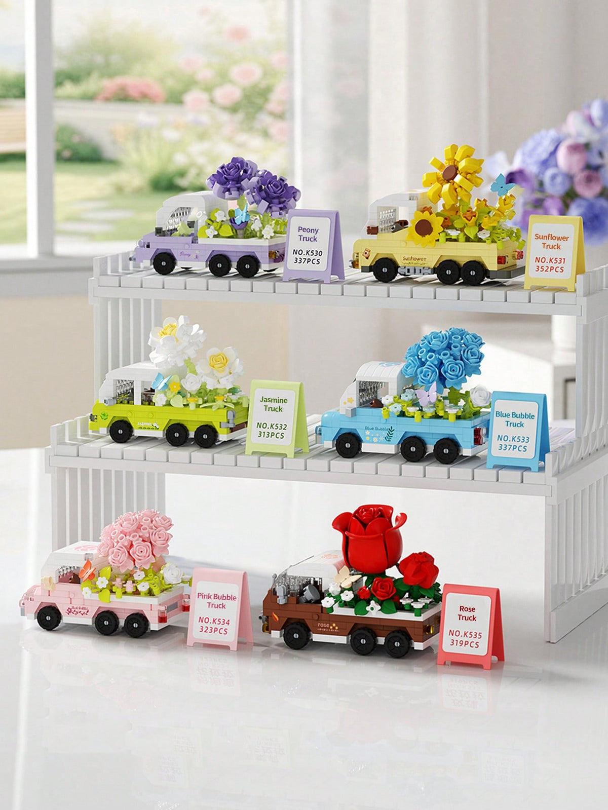 Mini Building Block Flower Set, Car Building Blocks, 3D Model Desktop Decor Collectible, Building Block Potted Plant, Creative Building Block Ornament, Room Decoration, Suitable As Creative Gift For F