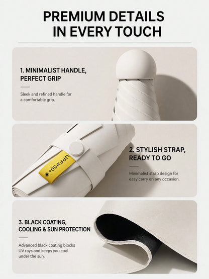 Mini Capsule Portable Sun Umbrella For Women, Ultralight Foldable UV Block Sunshade Perfect For Travel Commute Outdoor