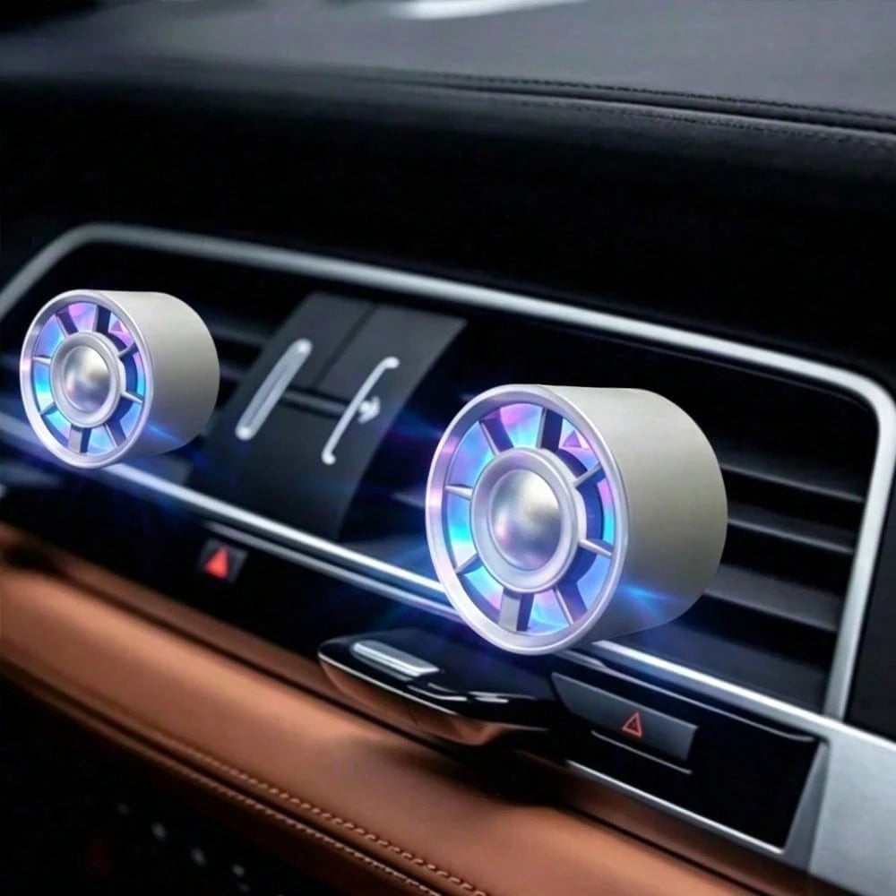 Mini Car Air Vent Fan, Car Air Vent Cooling Fan, 3-Speed Adjustable USB Powered Car Fan, Gradient Glowing Turbo Fan With Gradient Colorful Ambient Light, Low Noise Multi-Function Mini Car Interior Fan
