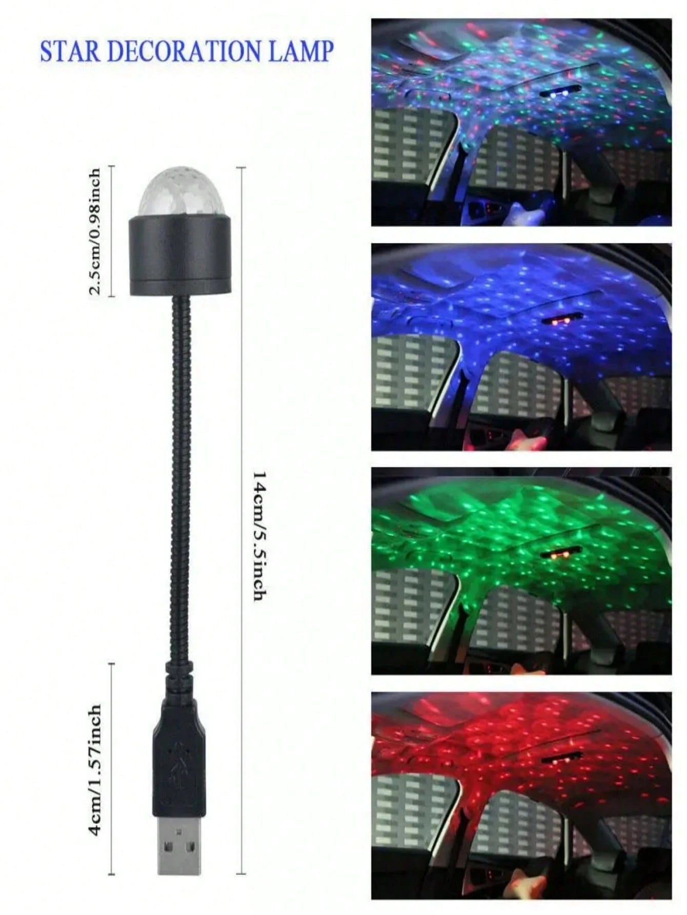 Mini LED Car Roof Star Night Light Projector Atmosphere Galaxy Lamp USB Decorative Adjustable For Auto Roof Room Ceiling Decor