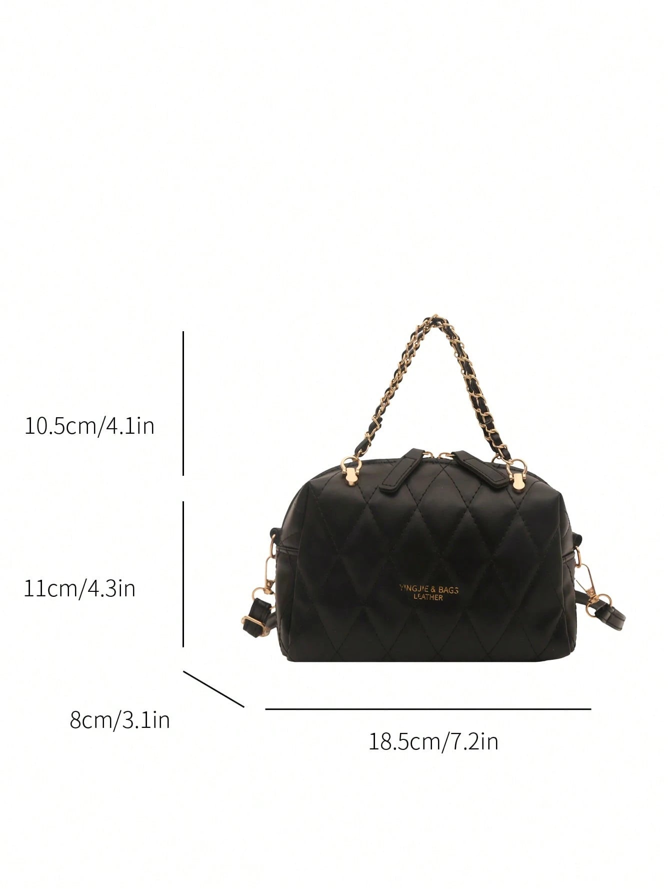 Mini Rhombus Gold Chain Solid Color PU Leather Shoulder Crossbody Bag, New Women's Commuter Casual Handbag