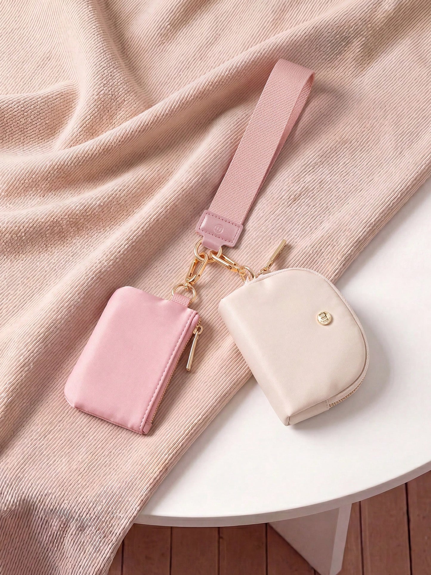 Mini Zip Around Wristlet Wallets For Women-KeyChain Wallet With Detachable Dual Pouch Wristlet-Key Chain Coin Purse Small Wallets
