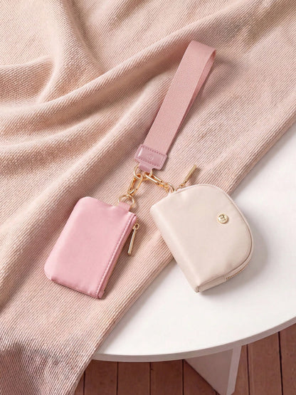 Mini Zip Around Wristlet Wallets For Women-KeyChain Wallet With Detachable Dual Pouch Wristlet-Key Chain Coin Purse Small Wallets