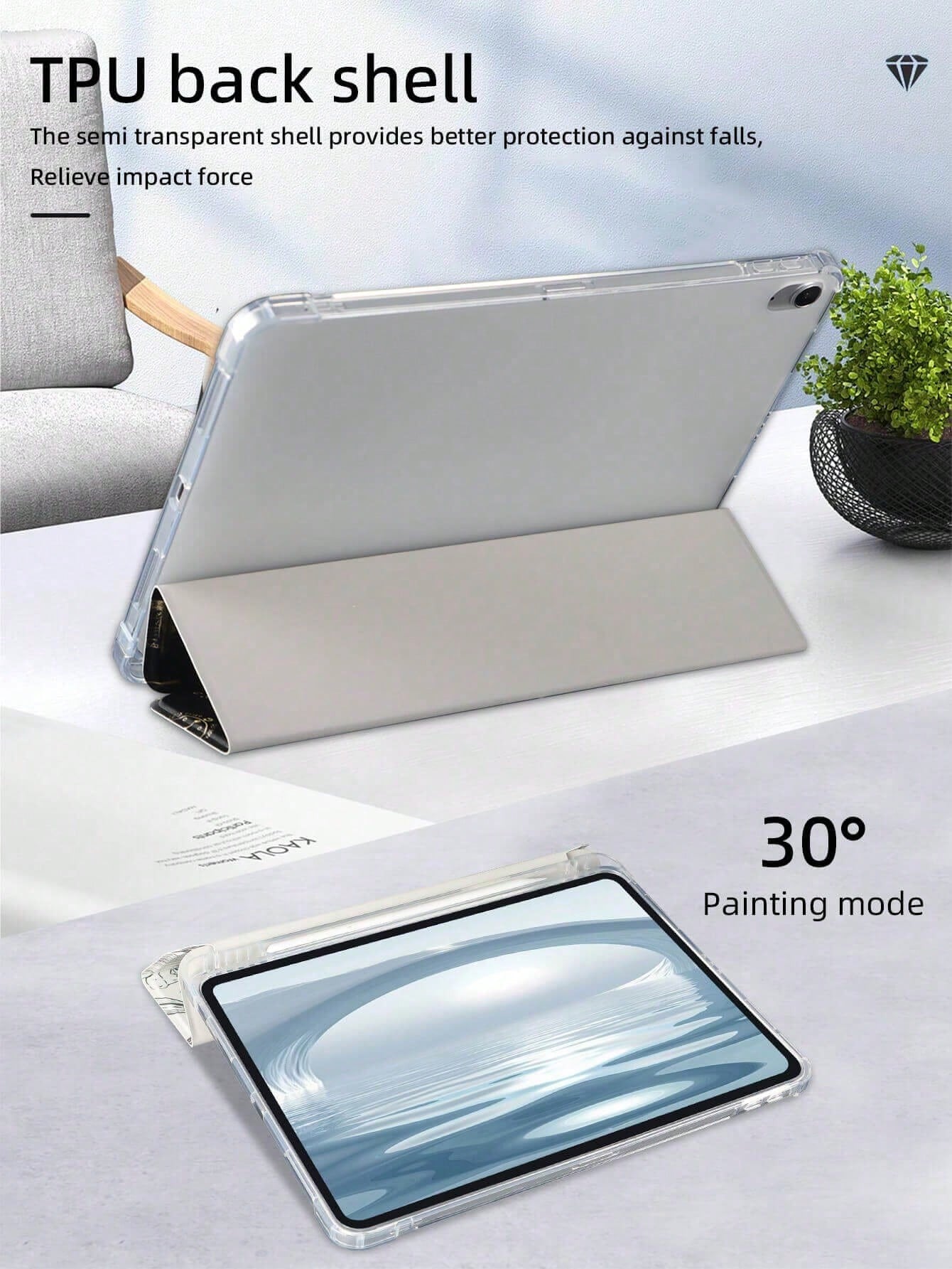 Minimalist Customized Tablet Case With Pencil Slot, 3-Fold Full-Print Elegant Case Compatible With 10.2/10.5/10.9/Air4/Air5/Pro11/Air 11/Mini6/Mini7/9.7/Tab A8, Magnetic Sleep/Wake, Personalized Gift