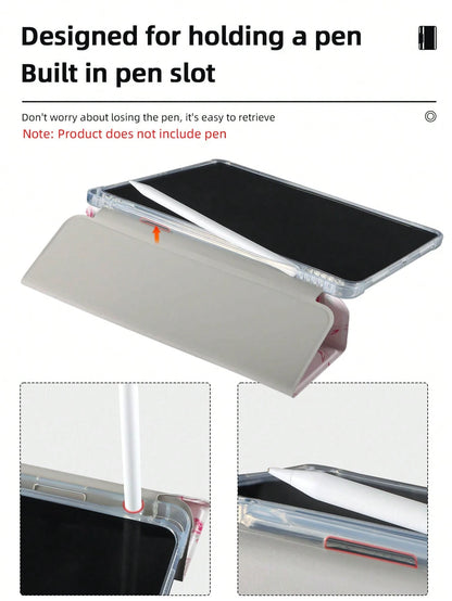 Minimalist Customized Tablet Case With Pencil Slot, 3-Fold Full-Print Elegant Case Compatible With 10.2/10.5/10.9/Air4/Air5/Pro11/Air 11/Mini6/Mini7/9.7/Tab A8, Magnetic Sleep/Wake, Personalized Gift