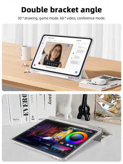 Minimalist Customized Tablet Case With Pencil Slot, 3-Fold Full-Print Elegant Case Compatible With 10.2/10.5/10.9/Air4/Air5/Pro11/Air 11/Mini6/Mini7/9.7/Tab A8, Magnetic Sleep/Wake, Personalized Gift