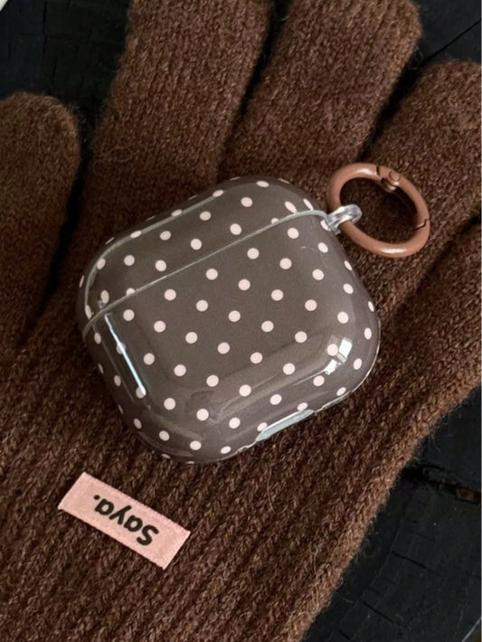 Minimalist Korean Style Black & White Polka Dot Protective Case Compatible With Airpods Pro 3rd Gen, Fits 4th Gen, Includes Fashionable Heart-Shaped Pendant, Anti-Drop Protection