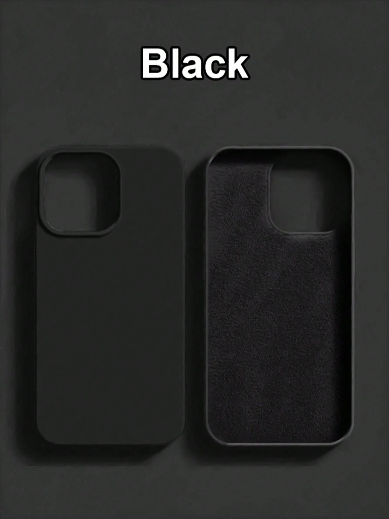 Minimalist Pure Black Liquid TPU Phone Case, Ultra-Thin Skin-Friendly Soft Touch, Full Camera Protection Shockproof Scratch-Resistant Lightweight Durable, Inner Layer Made Of High-Quality Solid Color