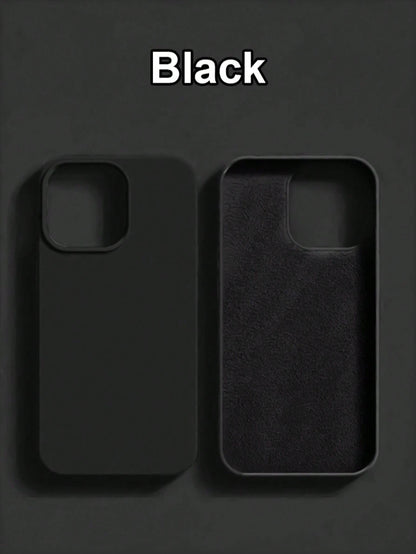 Minimalist Pure Black Liquid TPU Phone Case, Ultra-Thin Skin-Friendly Soft Touch, Full Camera Protection Shockproof Scratch-Resistant Lightweight Durable, Inner Layer Made Of High-Quality Solid Color
