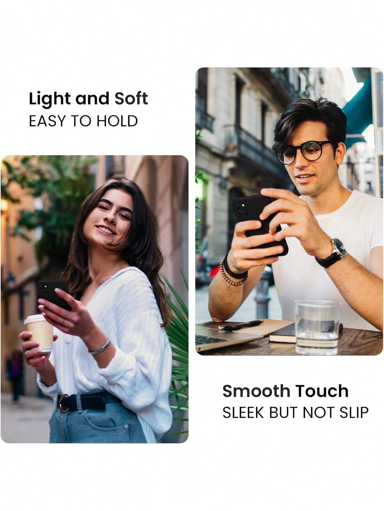 Minimalist Pure Black Liquid TPU Phone Case, Ultra-Thin Skin-Friendly Soft Touch, Full Camera Protection Shockproof Scratch-Resistant Lightweight Durable, Inner Layer Made Of High-Quality Solid Color