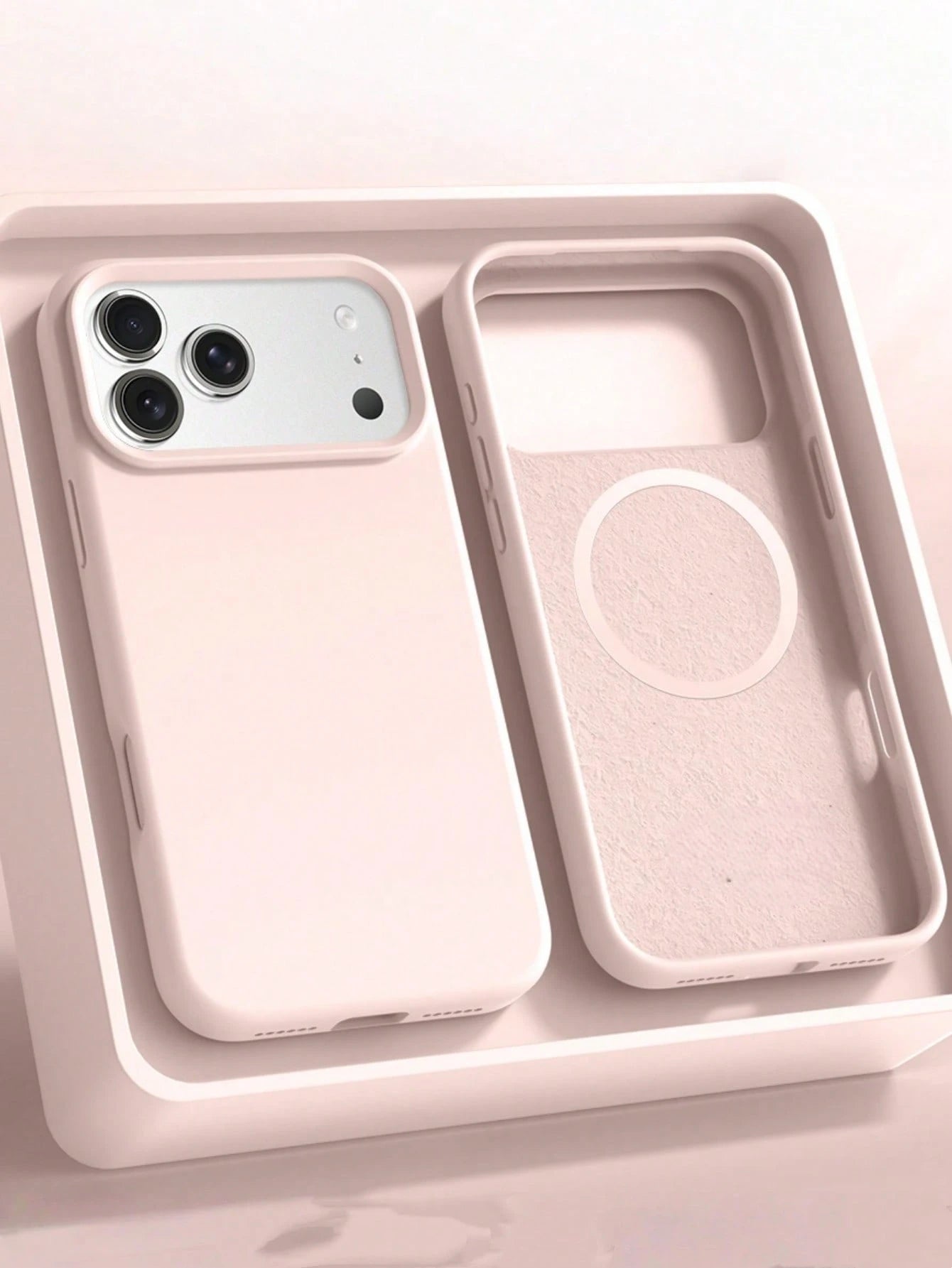 Minimalist Silicone Magnetic Liquid Silicone Solid Color Wireless Charging Protective Phone Case 1pc Compatible With 17 Air 16 14 13 12 15 Pro Max Plus With Velvet Camera Protection Solid Light Purple
