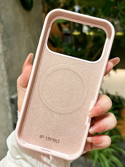 Minimalist Silicone Magnetic Liquid Silicone Solid Color Wireless Charging Protective Phone Case 1pc Compatible With 17 Air 16 14 13 12 15 Pro Max Plus With Velvet Camera Protection Solid Light Purple