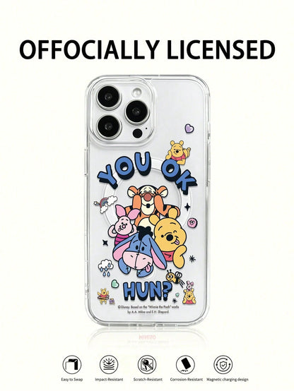 Miniso 1pc New Transparent Acrylic 2-In-1 Magnetic Wireless Charging Cartoon Creative Raised Camera Pattern Unique Thick Anti-Fall Protective Case Compatible With Apple Series IPhone 17 ProMax/Air, 16