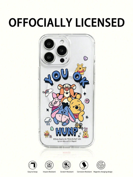 Miniso 1pc New Transparent Acrylic 2-In-1 Magnetic Wireless Charging Cartoon Creative Raised Camera Pattern Unique Thick Anti-Fall Protective Case Compatible With Apple Series IPhone 17 ProMax/Air, 16