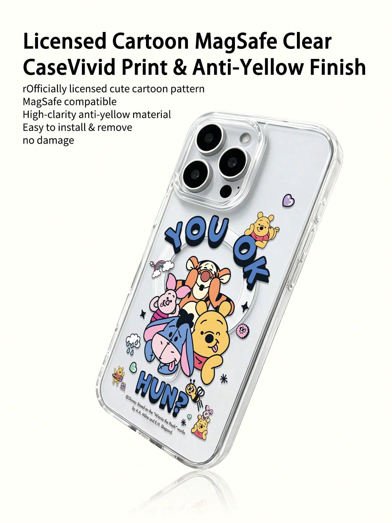 Miniso 1pc New Transparent Acrylic 2-In-1 Magnetic Wireless Charging Cartoon Creative Raised Camera Pattern Unique Thick Anti-Fall Protective Case Compatible With Apple Series IPhone 17 ProMax/Air, 16