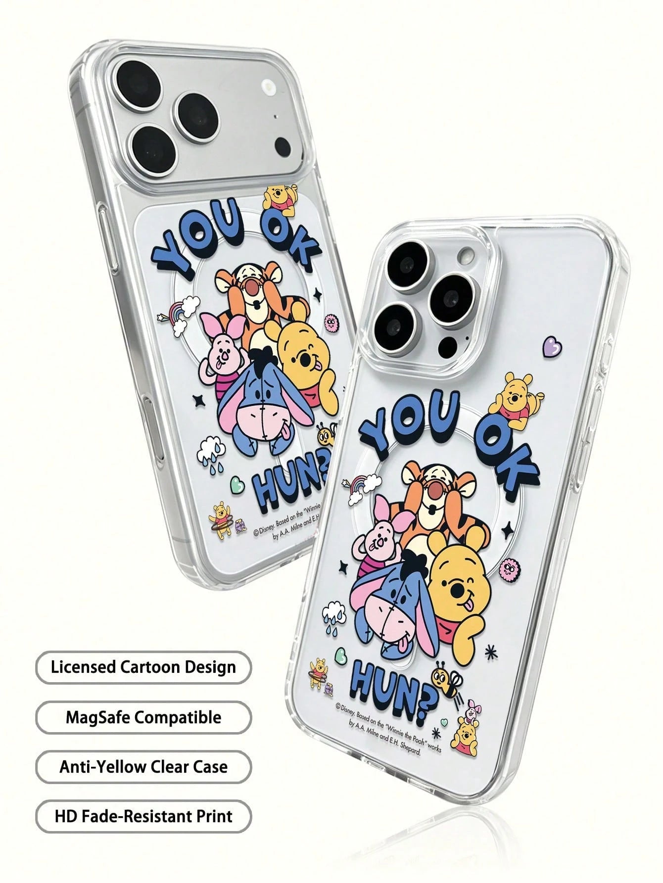 Miniso 1pc New Transparent Acrylic 2-In-1 Magnetic Wireless Charging Cartoon Creative Raised Camera Pattern Unique Thick Anti-Fall Protective Case Compatible With Apple Series IPhone 17 ProMax/Air, 16