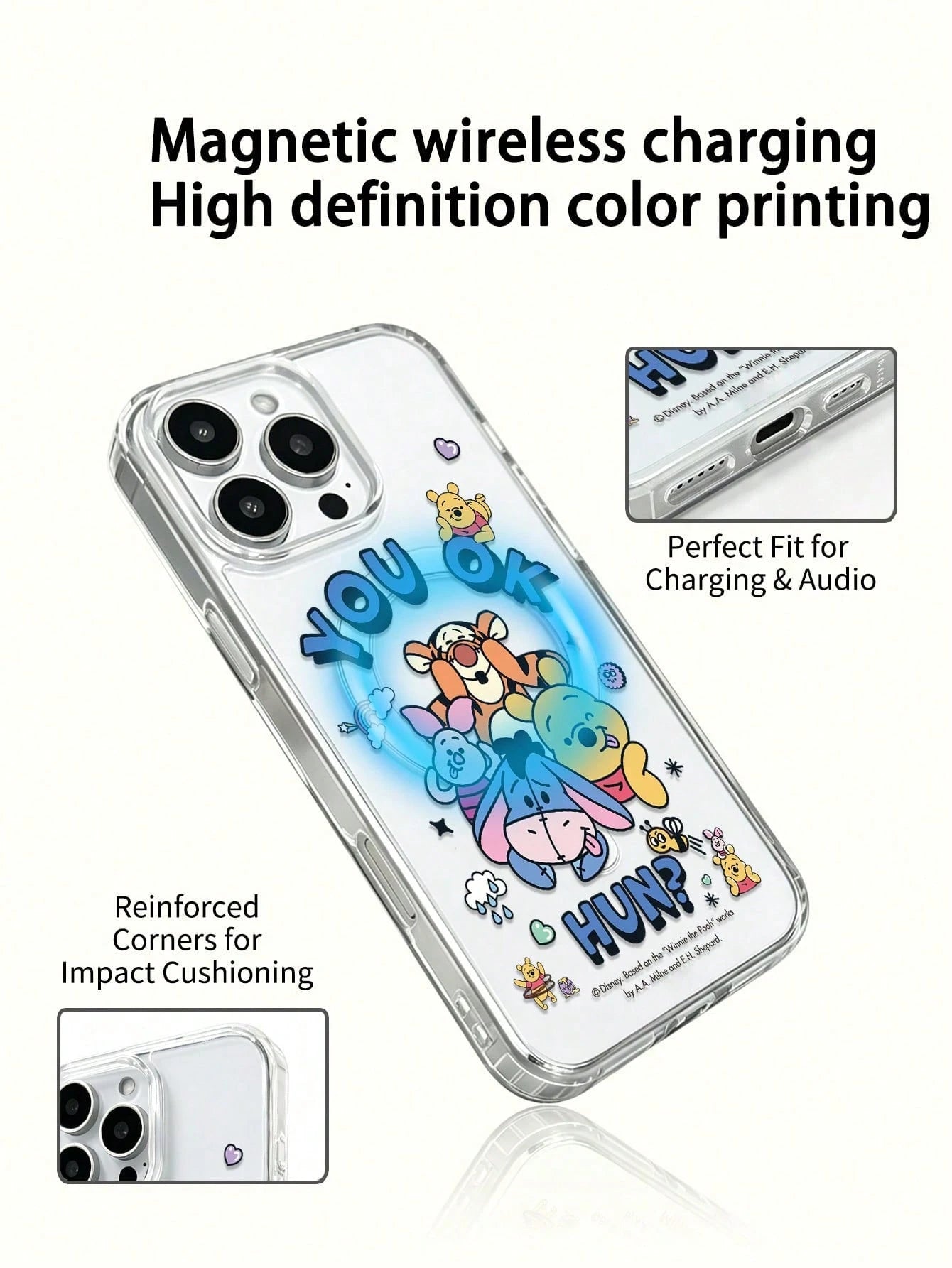 Miniso 1pc New Transparent Acrylic 2-In-1 Magnetic Wireless Charging Cartoon Creative Raised Camera Pattern Unique Thick Anti-Fall Protective Case Compatible With Apple Series IPhone 17 ProMax/Air, 16